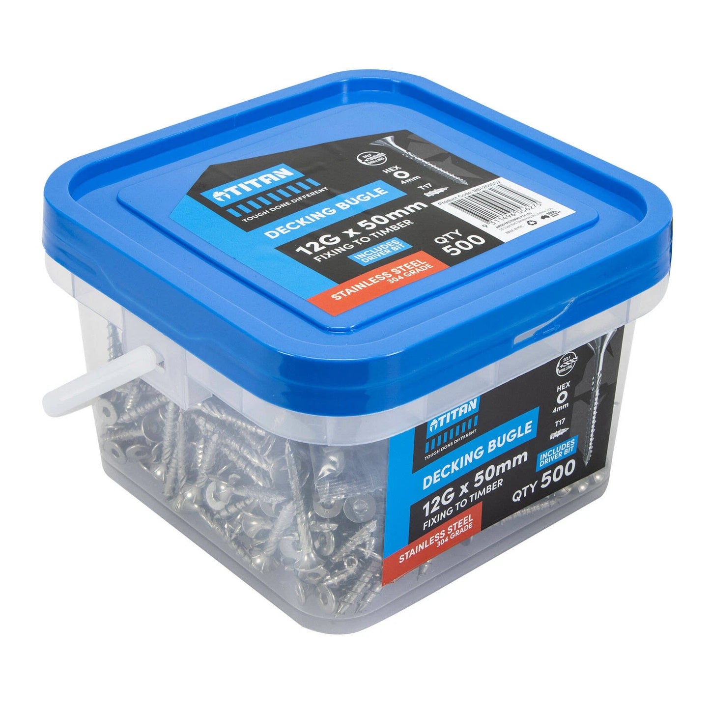 Titan 12G x 50mm Stainless Steel Decking Bugle Screws - Pack of 500