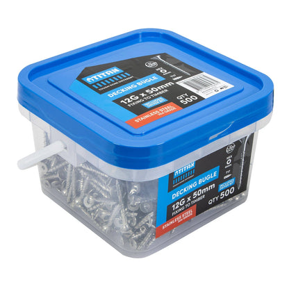 Titan 12G x 50mm Stainless Steel Decking Bugle Screws - Pack of 500