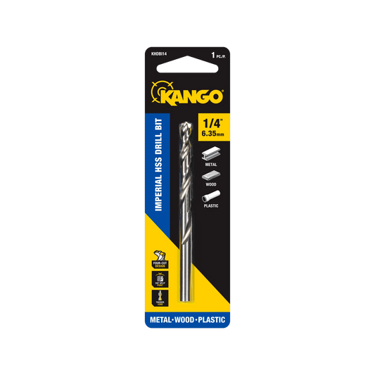 Kango 6.35mm HSS Drill Bit - Four Cutting Chamfers, 135° Split Point, Versatile Use