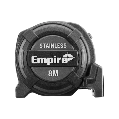Empire 8m Stainless Steel Tape Measure, Nylon-Coated, Double-Sided, True Zero Hook