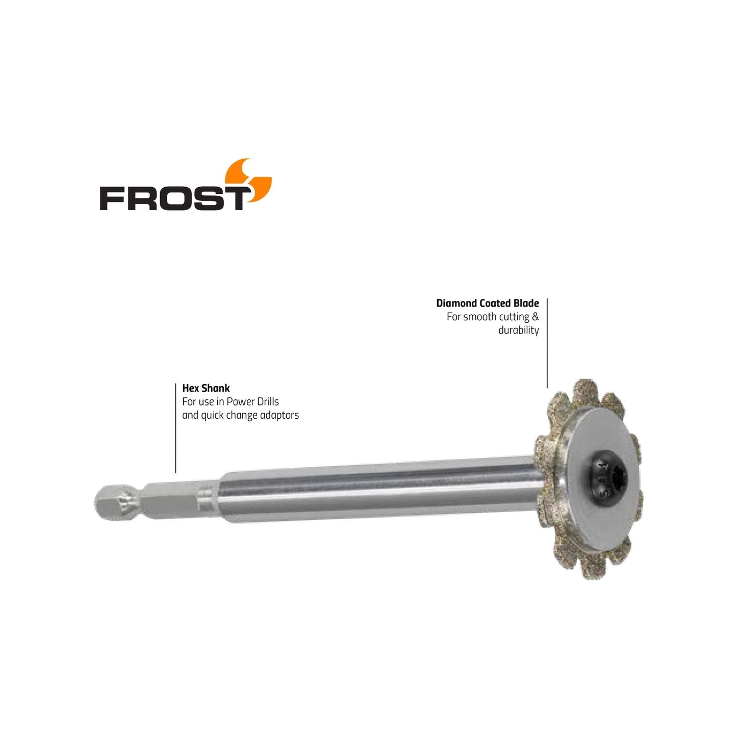 Frost 36mm Pipe Cutter, Diamond Coated Blade, Hex Shank, Safe Internal Cutting