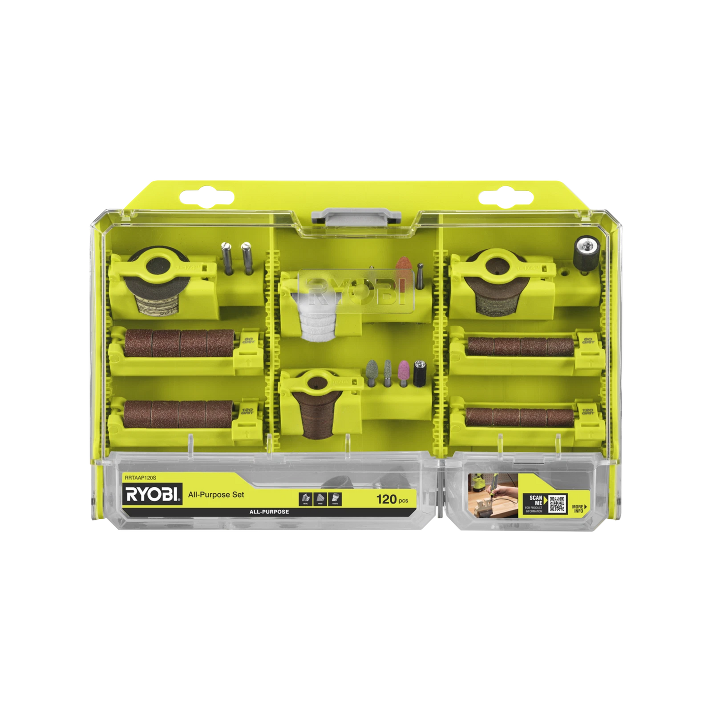 Ryobi 120-Piece Rotary Tool Set for Polishing, Sanding, Grinding & Cutting