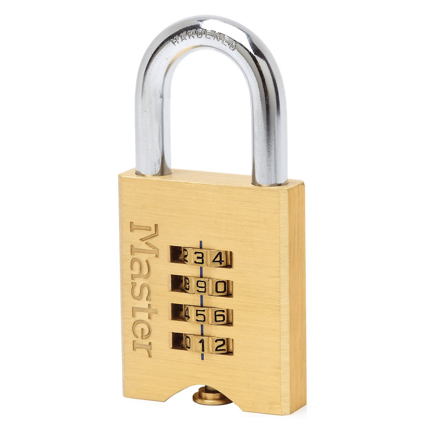 Master Lock 50mm Brass Resettable Combination Padlock, 4-Digit, Hardened Steel Shackle