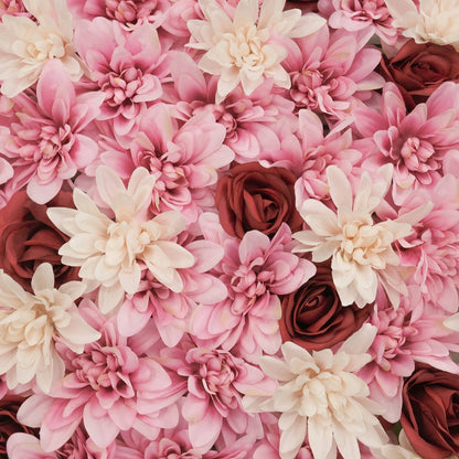 UN-REAL Dahlia & Rose Flower Hedge Tile 50x50cm, Realistic, Maintenance-Free Decor