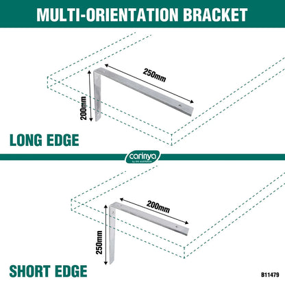 Carinya Heavy Duty 250x200mm Galvanised Angle Bracket 225kg Load Capacity