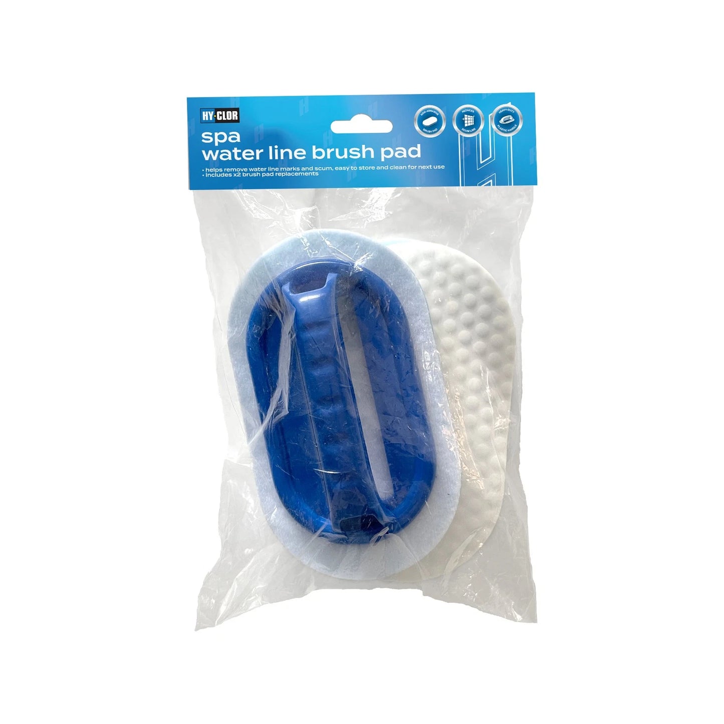 Hy-Clor Spa Waterline Brush Pad - Removes Waterline Marks & Scum, Includes 2 Replacement Pads