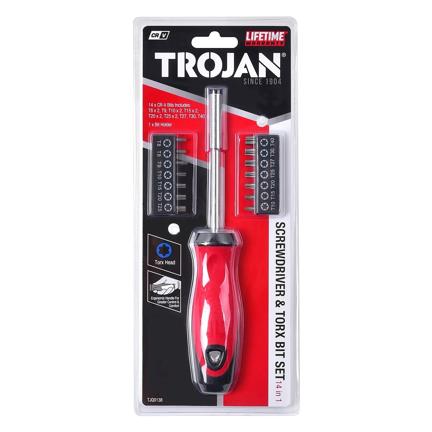 Trojan Torx Screwdriver & Bit Set, 15 Piece, Ergonomic Handle, Lifetime Warranty