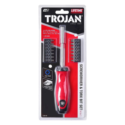 Trojan Torx Screwdriver & Bit Set, 15 Piece, Ergonomic Handle, Lifetime Warranty