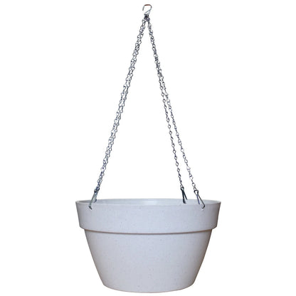 Northcote Pottery 25cm White Terrazzo Self-Watering Hanging Basket, Durable & Eco-Friendly