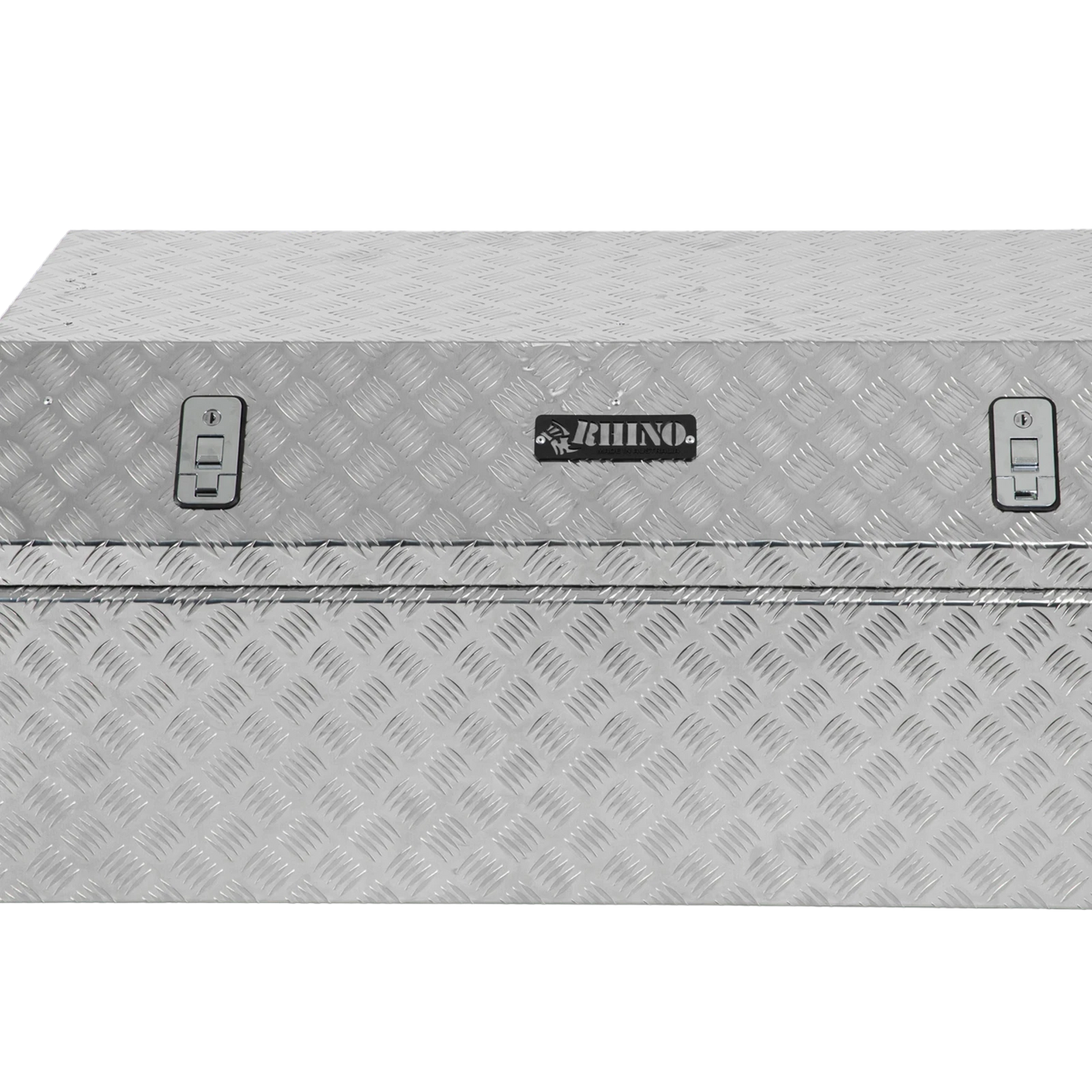 Rhino Aluminium Checkerplate Tool Box 1110x600x475mm, Weather-Resistant, Gas Struts