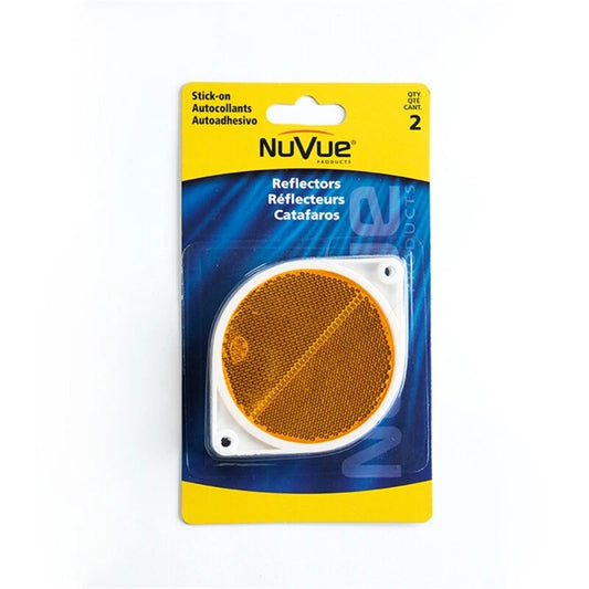 NuVue Round Amber Reflector - Durable PMMA Acrylic, DOT Compliant, Easy Mounting, Pack of 2