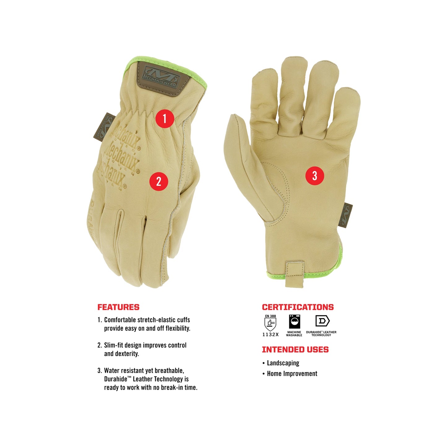 Mechanix Wear Medium Slim-Fit Water-Resistant Leather Rigger Glove