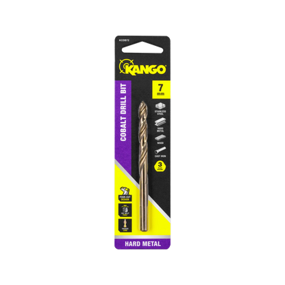 Kango 7mm Cobalt Drill Bit, 135° Split Point, M35 5% Cobalt, Versatile Material Compatibility