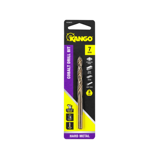 Kango 7mm Cobalt Drill Bit, 135° Split Point, M35 5% Cobalt, Versatile Material Compatibility