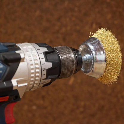 Josco 5 Piece Drill Brush Kit, Brass-Coated Steel, Versatile Cleaning, 1/4" Hex Shank