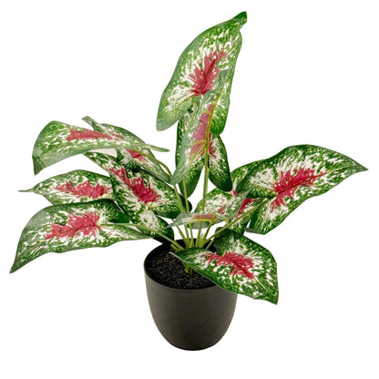 UN-REAL Artificial Purple Caladium 40cm - Lifelike Indoor Decor, Maintenance-Free