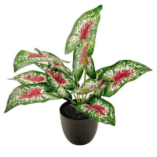 UN-REAL Artificial Purple Caladium 40cm - Lifelike Indoor Decor, Maintenance-Free
