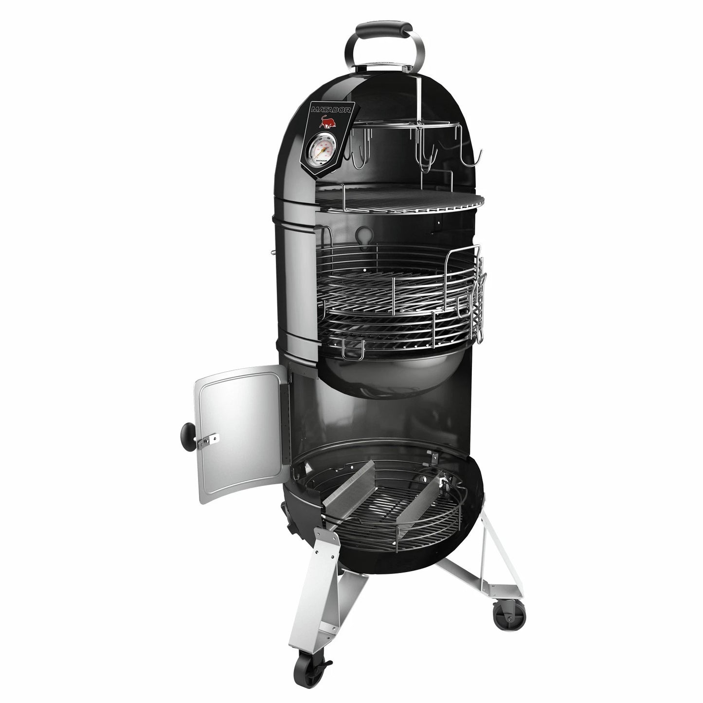 Matador 45cm Catalyst Pro Bullet Smoker, Multi-Function, Steel, Charcoal, Rotisserie Ready
