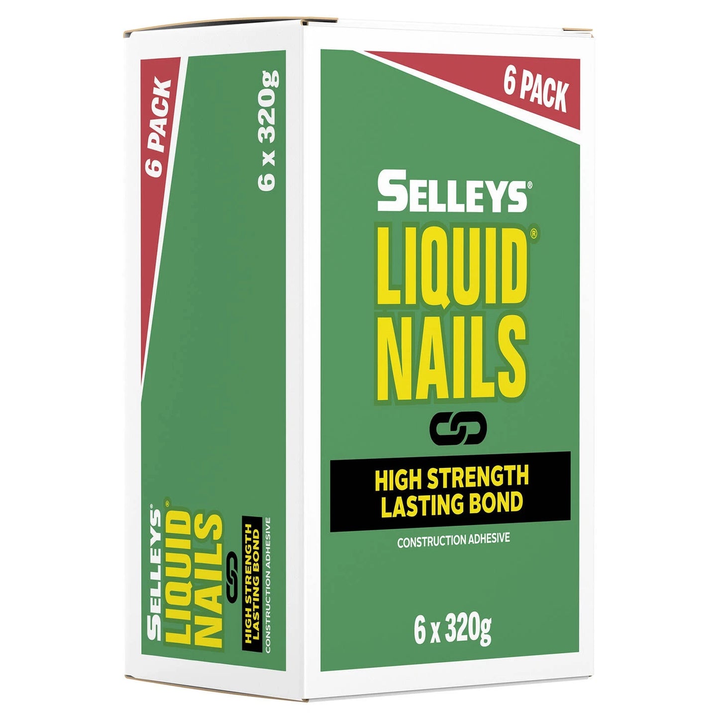 Selleys Liquid Nails 320g Construction Adhesive 6 Pack - High Strength, All Weather, Flexible