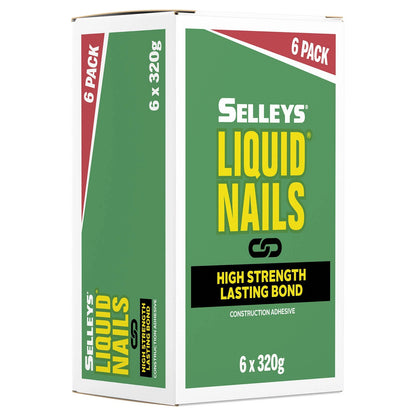 Selleys Liquid Nails 320g Construction Adhesive 6 Pack - High Strength, All Weather, Flexible