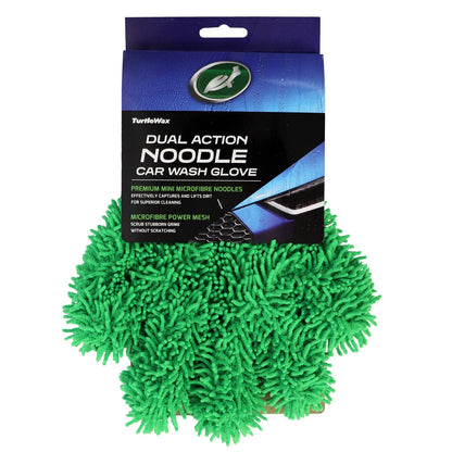 Turtle Wax Dual Action Noodle Car Wash Glove with Microfibre & Abrasive Mesh