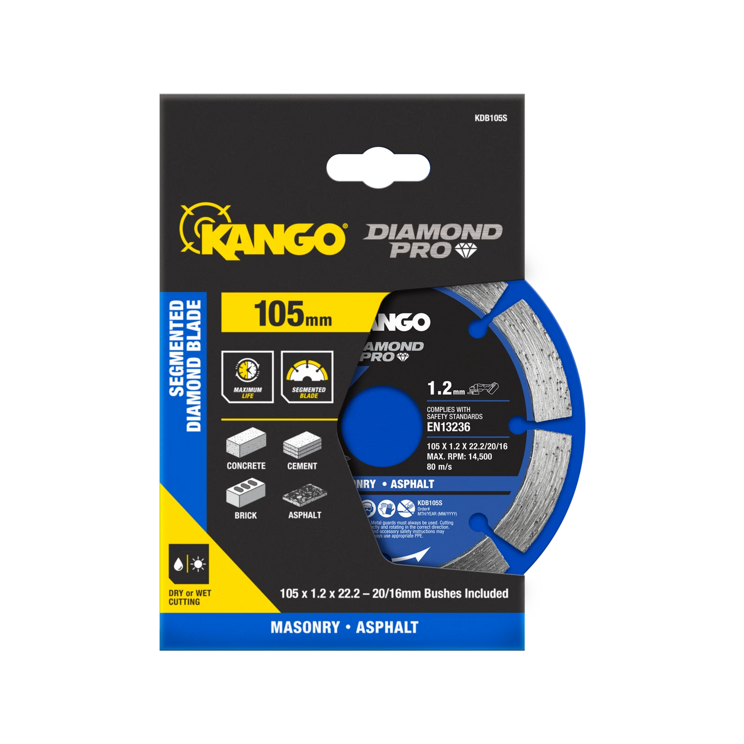 Kango 105mm Segmented Diamond Saw Blade - Fast Cuts on Concrete, Stone, Brick