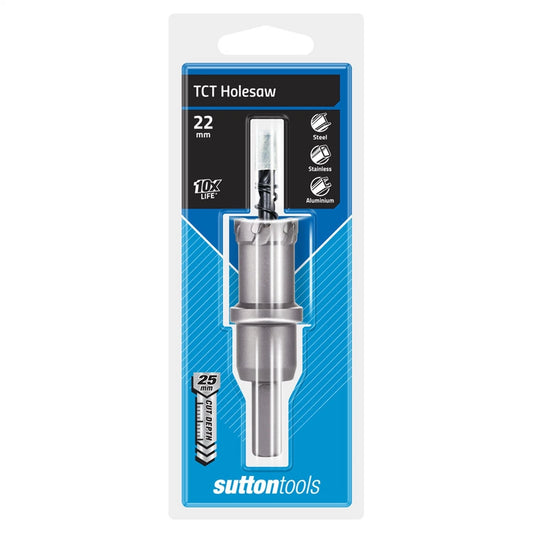 Sutton Tools 22mm TCT Holesaw - Tungsten Carbide Teeth, Precision Cuts, Versatile Use