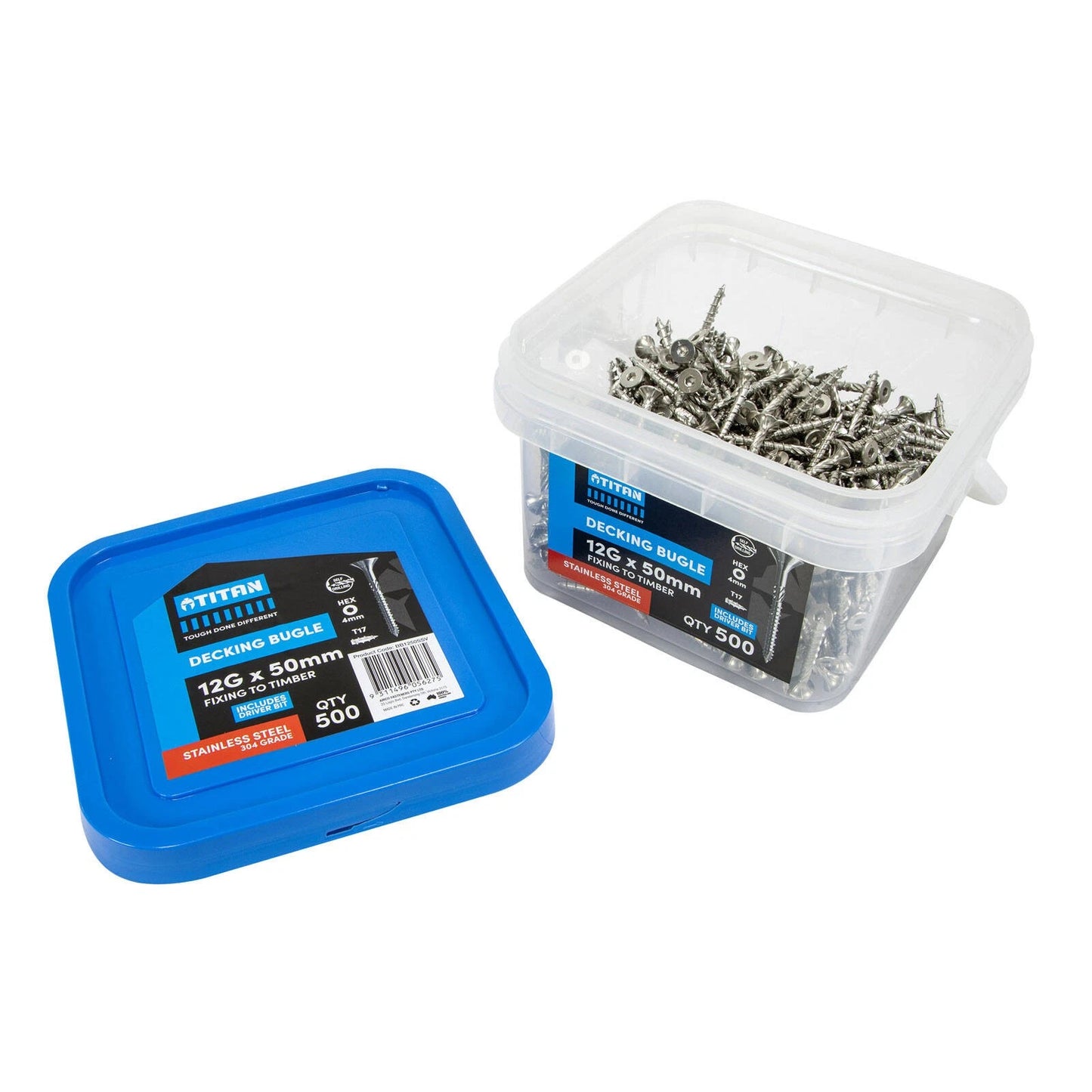 Titan 12G x 50mm Stainless Steel Decking Bugle Screws - Pack of 500