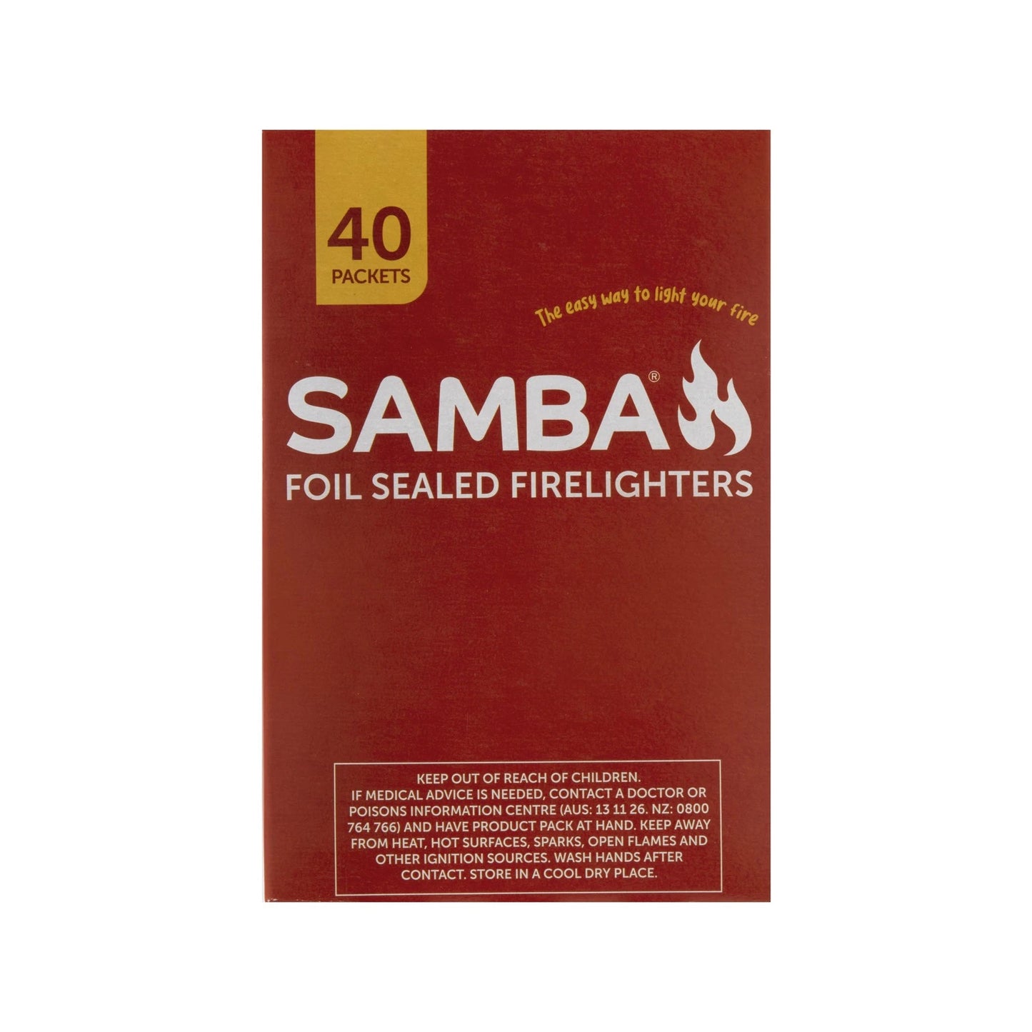 Samba Foil Sealed Firelighters 40 Pack - No Mess, Odor-Free, Long-Lasting Burn