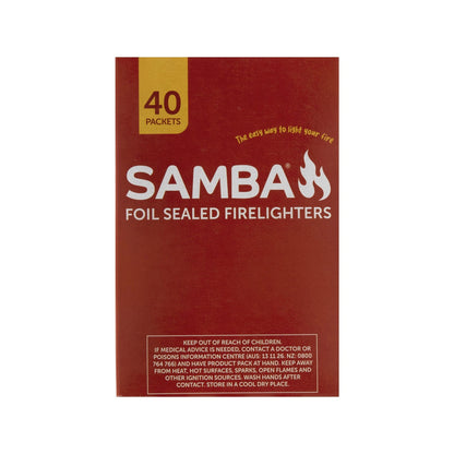 Samba Foil Sealed Firelighters 40 Pack - No Mess, Odor-Free, Long-Lasting Burn