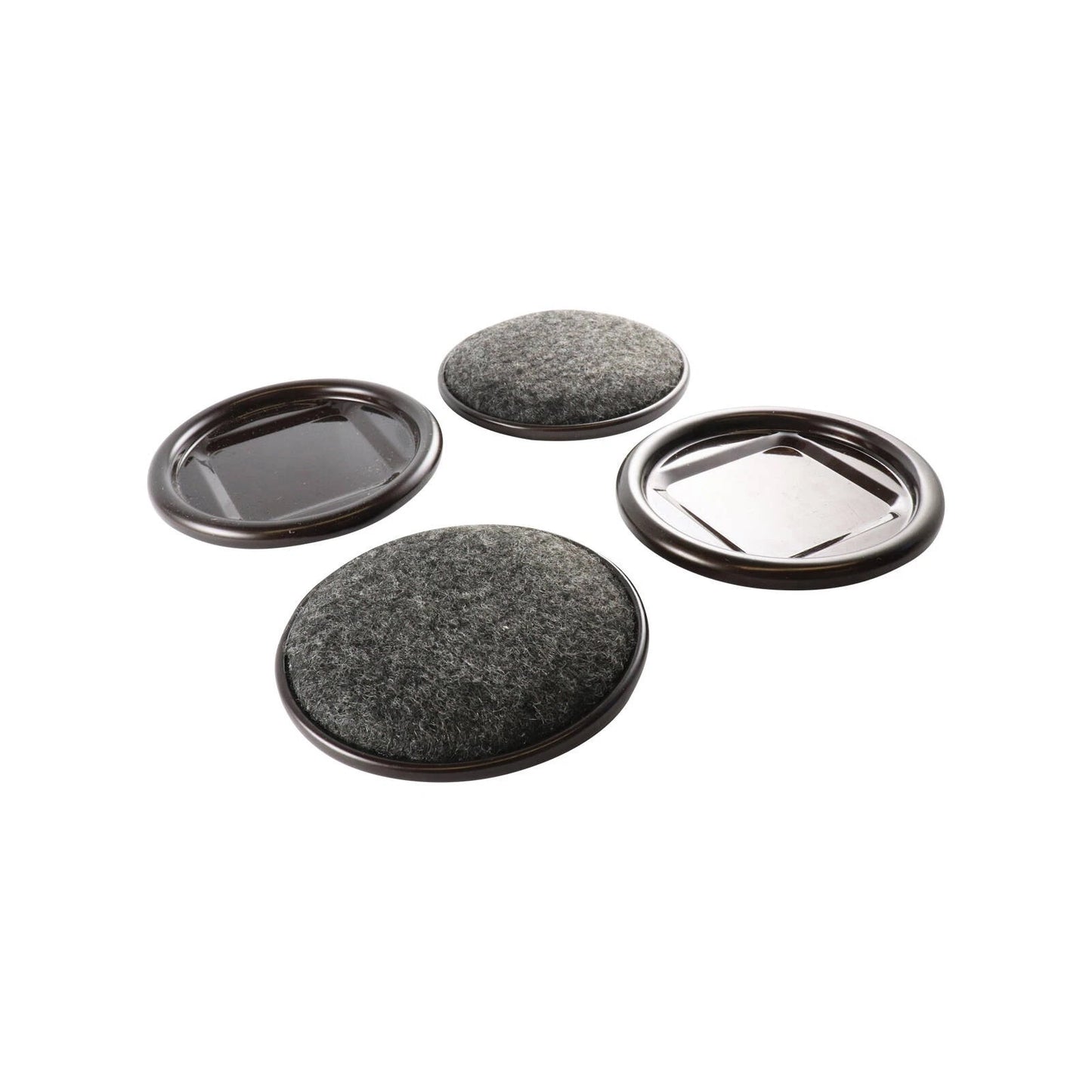 Surface Gard 72mm Brown Round Carpet Base Castor Cups - Steel & Felt, Floor Protection