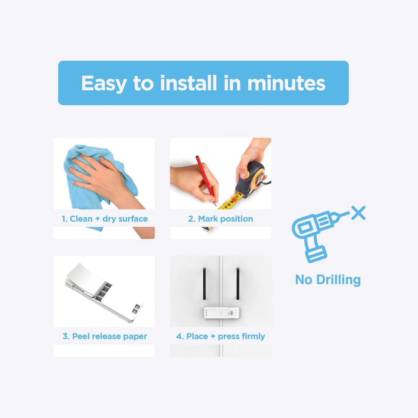 Perma Child Safety Ultimate Cabinet Latch 4 Pack, Triple Action Lock, Easy Install