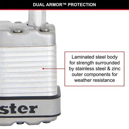 Master Lock 51mm Magnum Padlock, 38mm Long Shackle, Boron-Carbide, Weather-Resistant