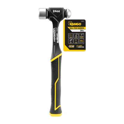 Kango 24oz Anti-Vibe Ball Pein Hammer, Dual Face, Forged Steel, Vibration Reduction