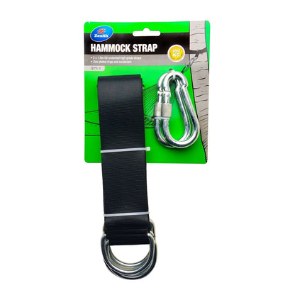 Zenith Hammock Straps with Carabiners, 180kg Load, Zinc Plated, Easy Setup