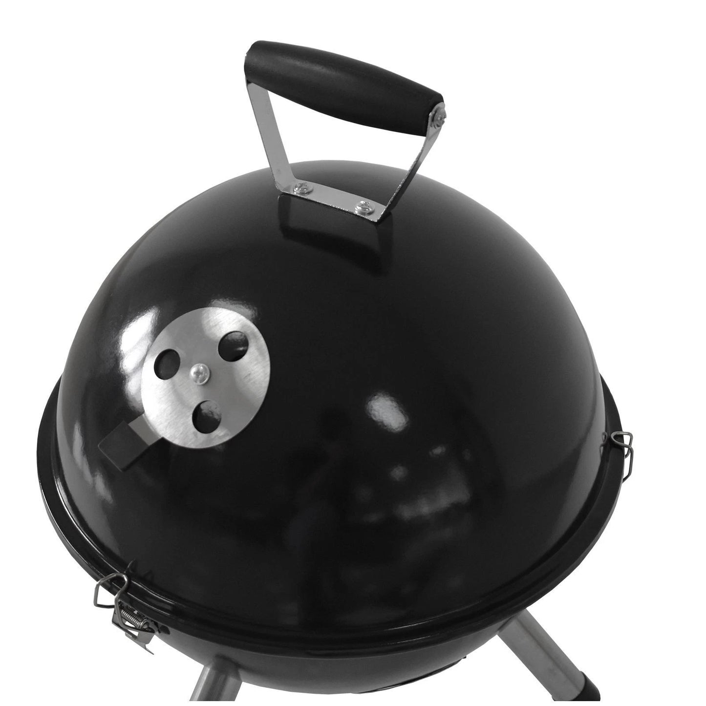 Jumbuck 32cm Portable Charcoal Grill BBQ, Compact Design, Stainless Steel Legs, Black Enamel