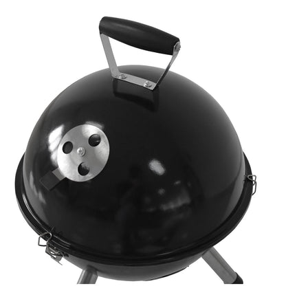 Jumbuck 32cm Portable Charcoal Grill BBQ, Compact Design, Stainless Steel Legs, Black Enamel