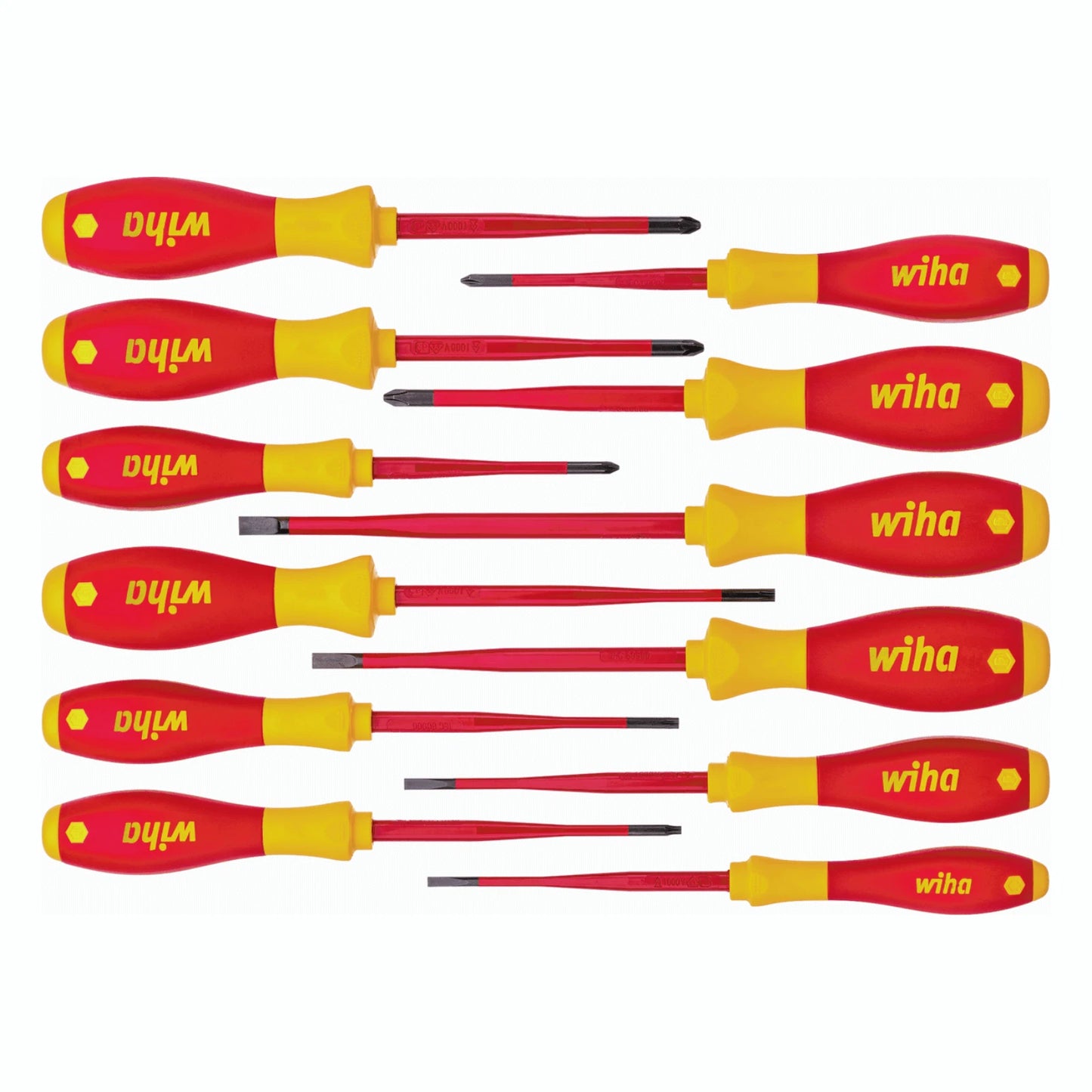 Wiha 12 Piece Insulated Screwdriver Set, SoftFinish, VDE 1000V, Slim Blades