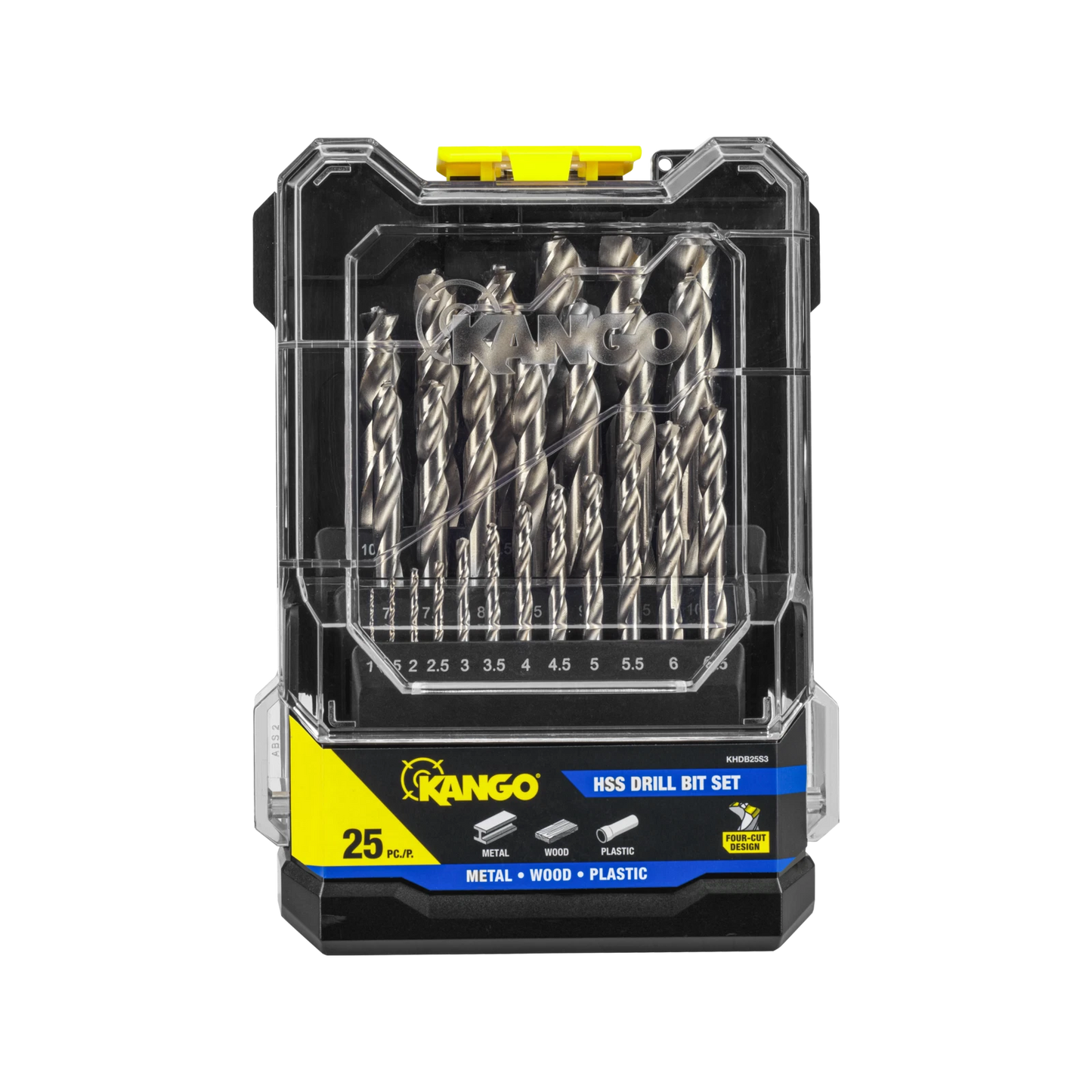 Kango 25 Piece HSS Drill Bit Set, Four-Cut Design, 135° Split Point, Tapered Core