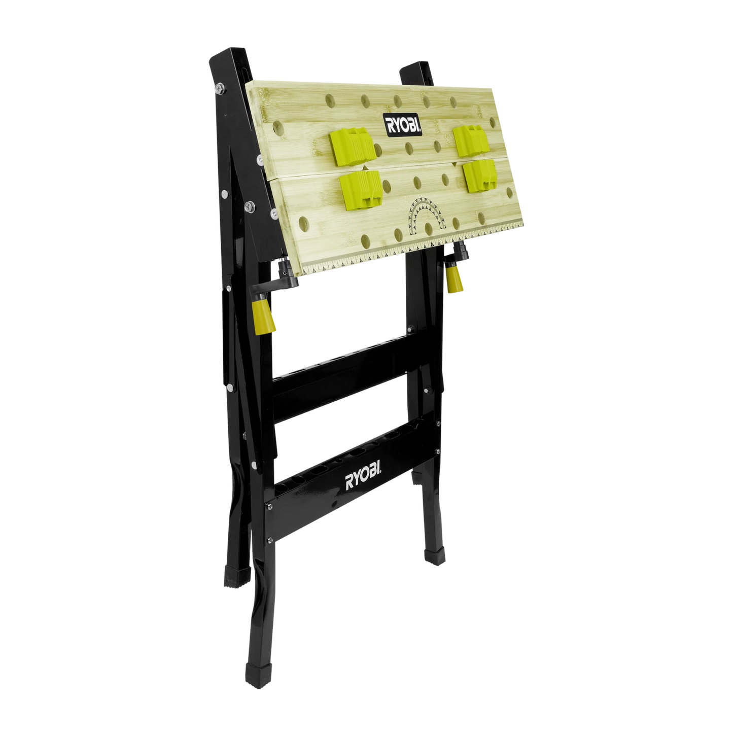 Ryobi Foldable Workbench with Adjustable Angles, Bamboo Surface, Portable Design