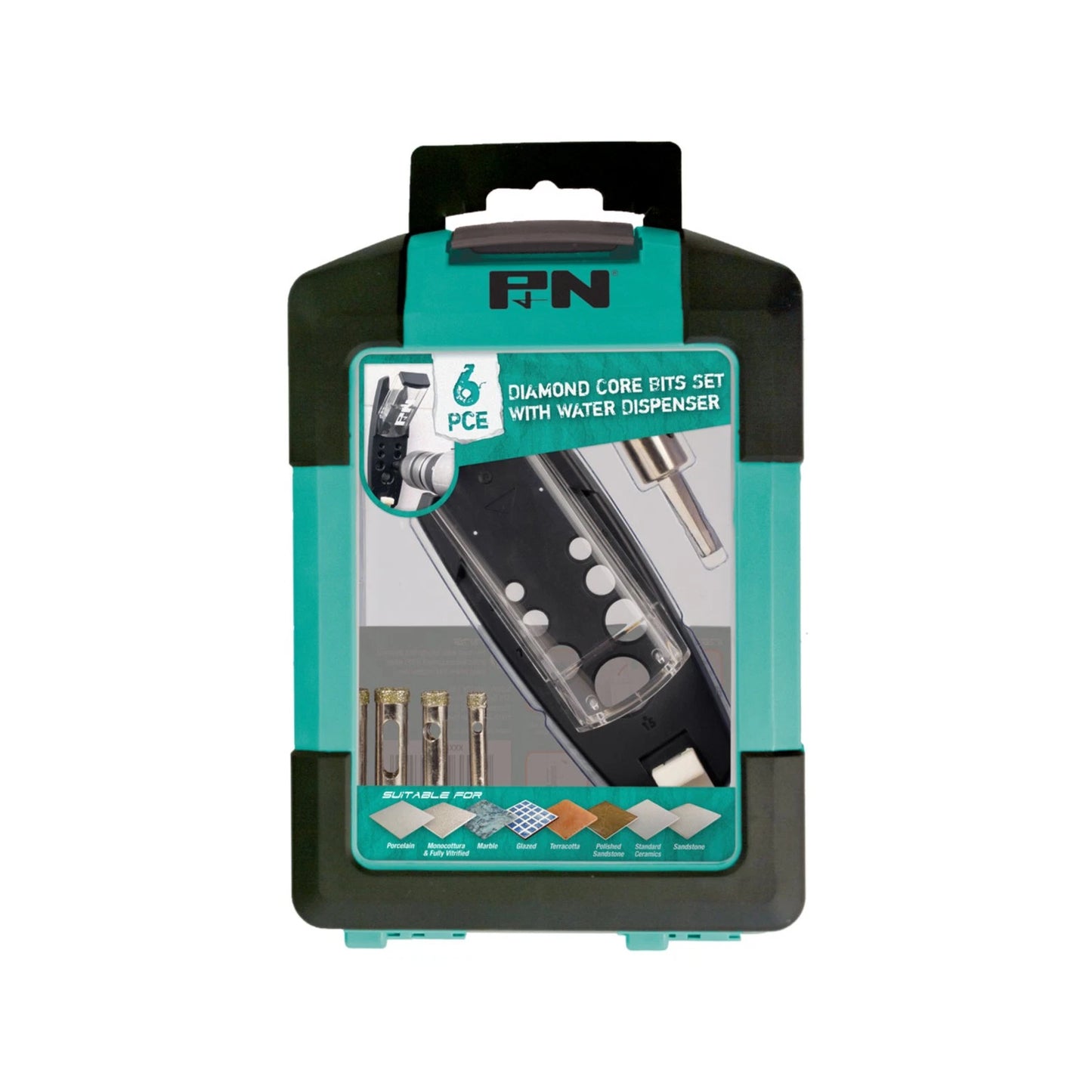 P&N 6 Piece Diamond Drill Bit Set with Water Dispenser - Resin Bonded Coating, Electro Plated