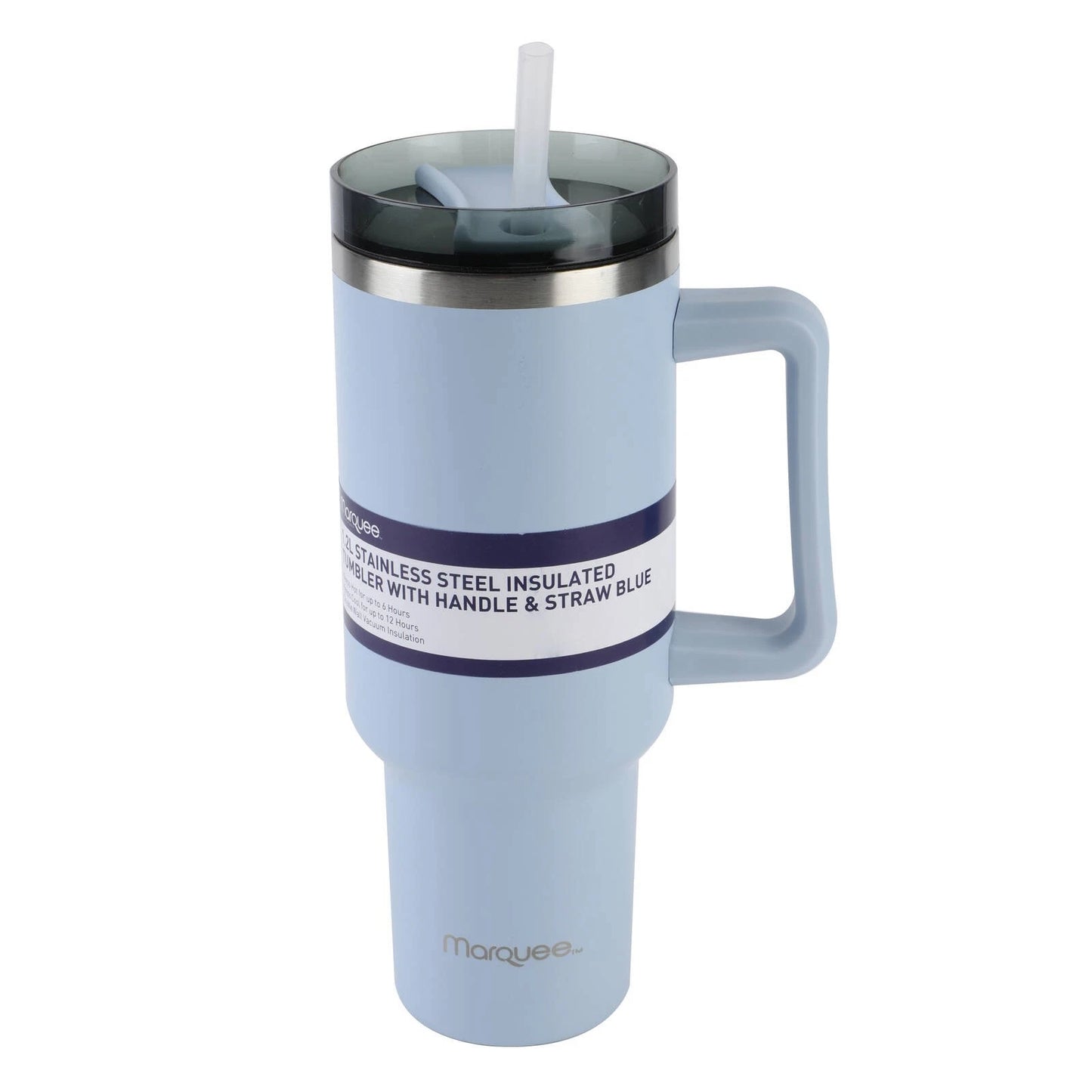Marquee 1.2L Blue Tumbler with Handle, Spill Proof Lid, Double Wall Insulation, BPA Free