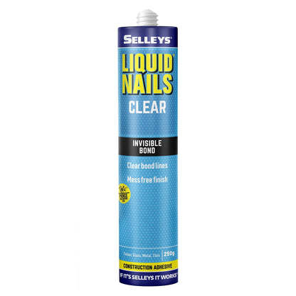 Selleys Liquid Nails Clear Adhesive 250g - Strong Bond, UV Resistant, Indoor/Outdoor Use
