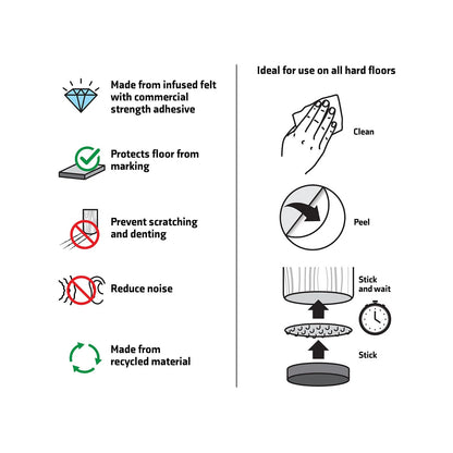 Surface Gard 19mm Beige Hook & Loop Felt Pads, Noise Reduction, Durable Adhesive, 16 Pieces