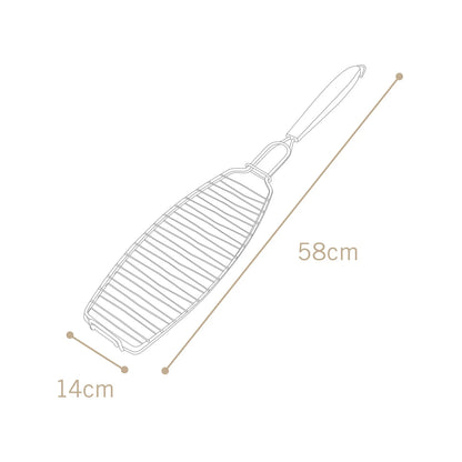 Fish Griller Stainless Steel Basket with Heat-Resistant Handle, Easy Flip, 605mm Depth