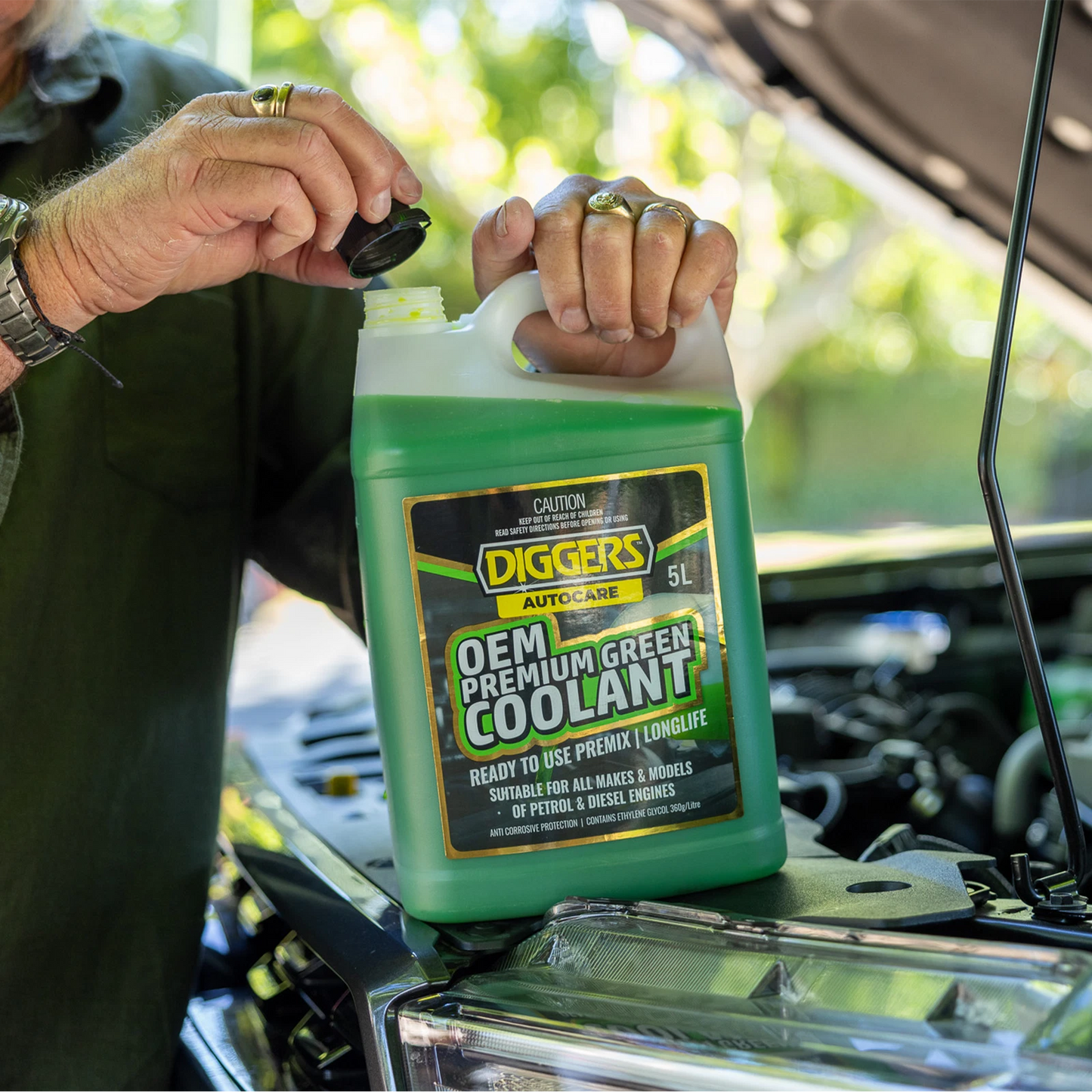 DIGGERS™ 5L OEM Premium Green Coolant - Universal, Long-lasting, Anti-corrosive Protection