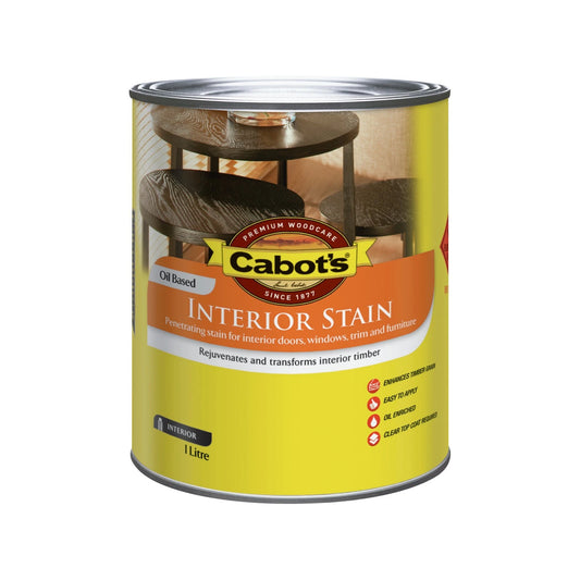 Cabot's Walnut Oil-Based Interior Stain, 1L, Enhances Timber Grain, Easy Application