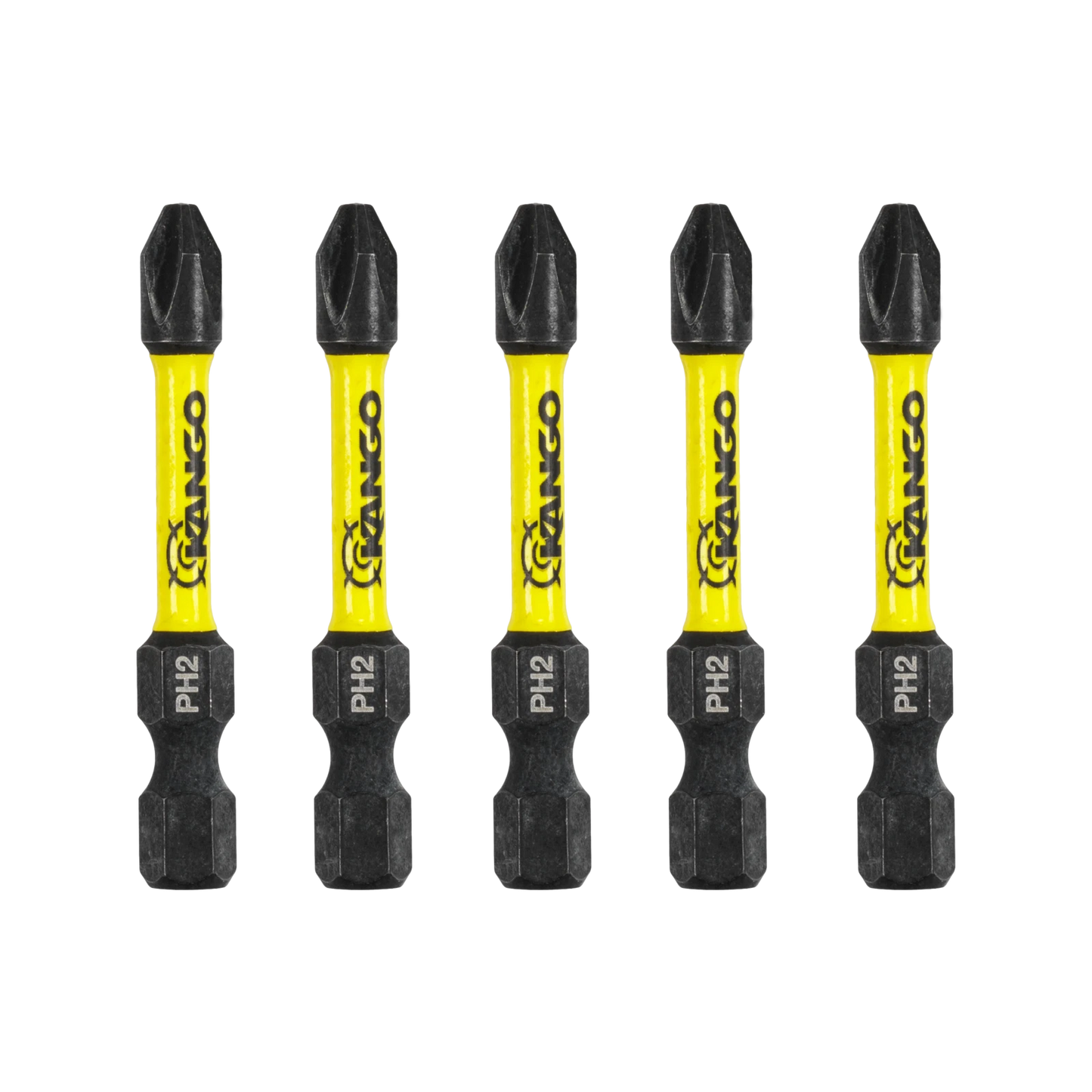 Kango 50mm PH2 Hypertorque Impact Driver Bits 5 Pack - Magnetised HEX Tips, Torsion Zone