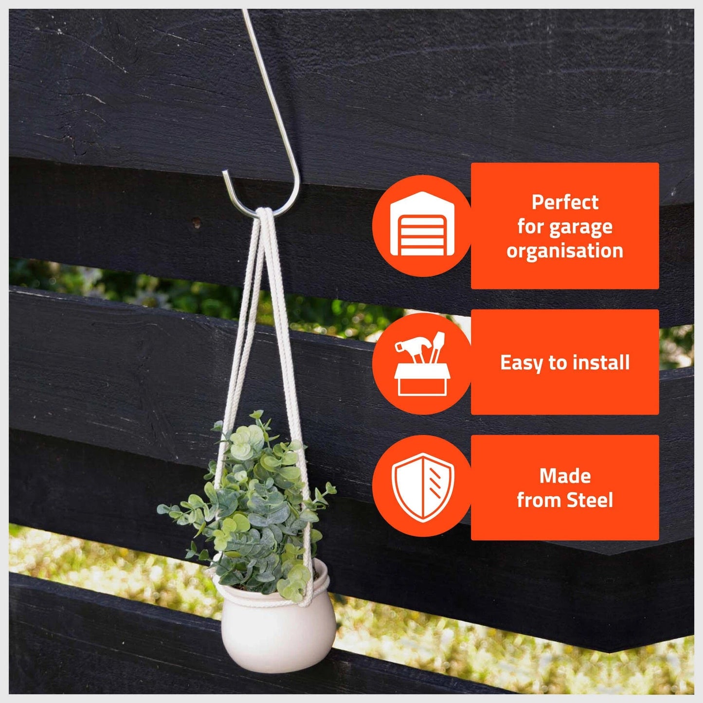 Taskmaster Steel S Hook 150x45x30x5mm 4 Pack - Durable Garage Storage Solution