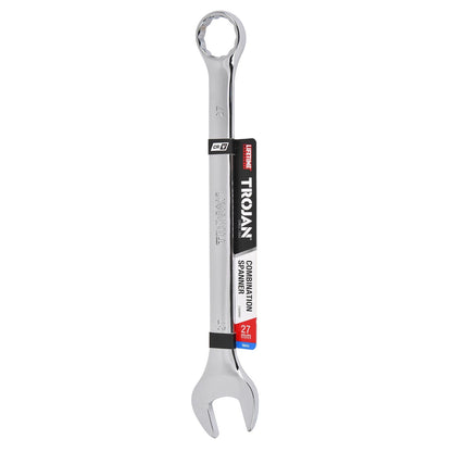 Trojan 27mm Combination Spanner - Chrome Vanadium, 12 Point Ring, Lifetime Warranty